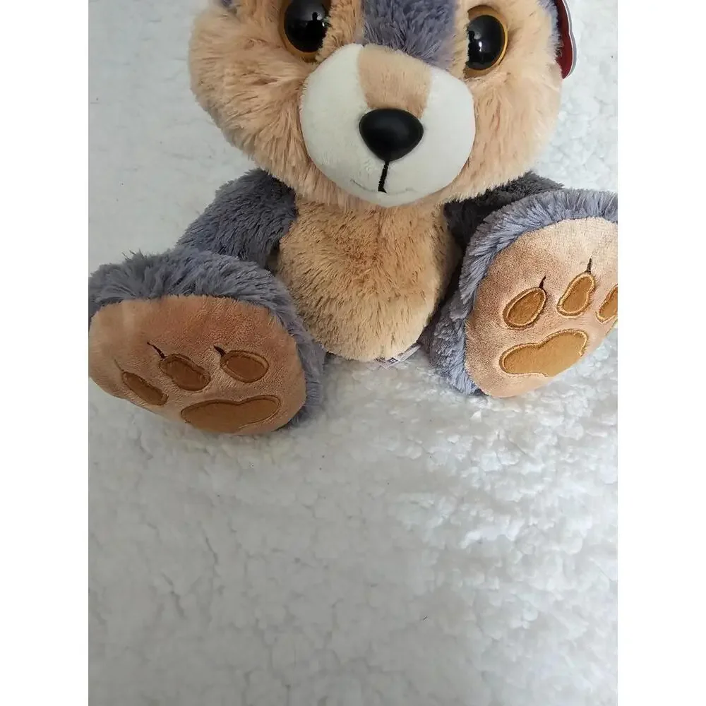 New Aurora Taddle Toes Plush Eclipse Wolf Big Feet Sitting Husky Gray/Brown 9" - Picture 2 of 11